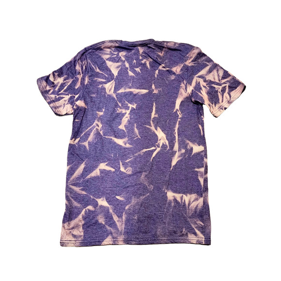 She Was A Rebel Skull Leopard Floral Purple Bleached Tee Handmade Graphic Shirt - Picture 4 of 6